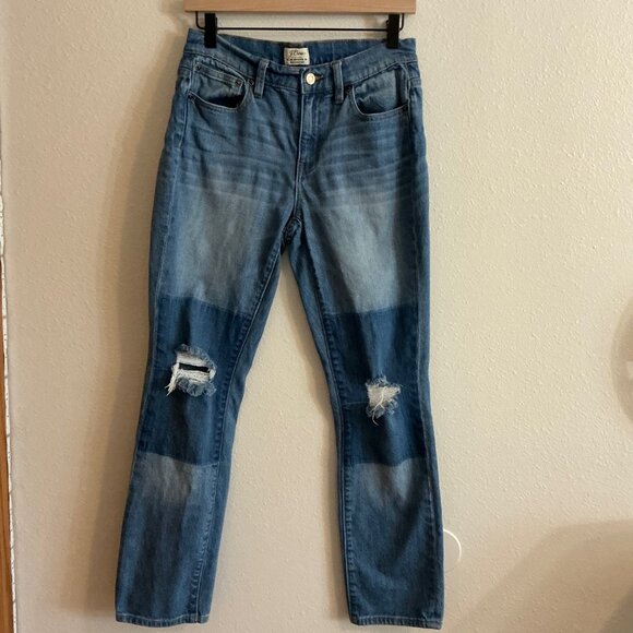 J. Crew Womens Broken In Boyfriend Jeans 25 Blue Medium Wash Distressed - Picture 1 of 12